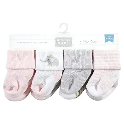 Hudson Baby Baby Girls' Cotton Rich Newborn and Terry Socks - 2