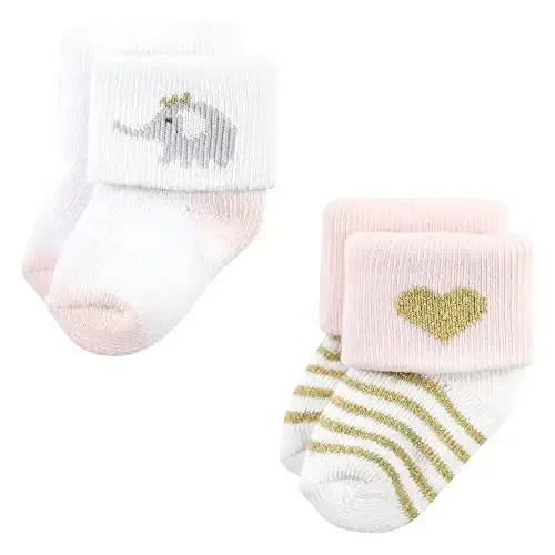Hudson Baby Baby Girls' Cotton Rich Newborn and Terry Socks - 3