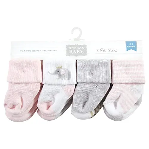 Hudson Baby Baby Girls' Cotton Rich Newborn and Terry Socks - HUDSON (1)