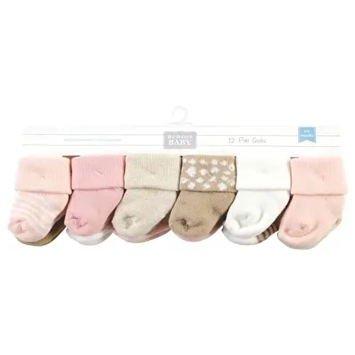 Hudson Baby Baby Girls' Cotton Rich Newborn and Terry Socks - 2