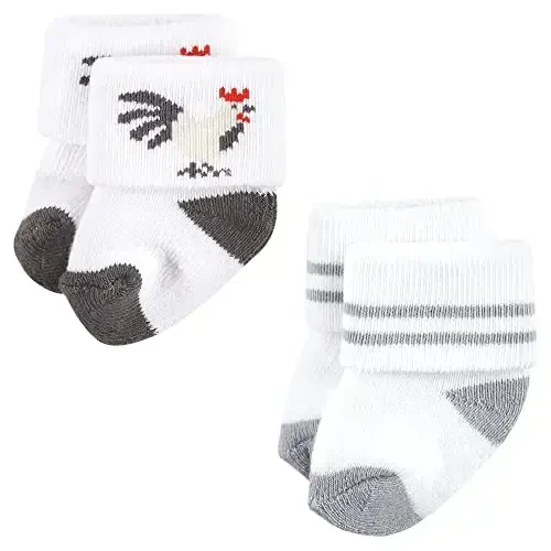 Hudson Baby Baby Girls' Cotton Rich Newborn and Terry Socks - 4