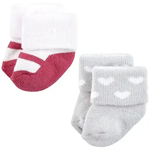 Hudson Baby Baby Girls' Cotton Rich Newborn and Terry Socks - 6