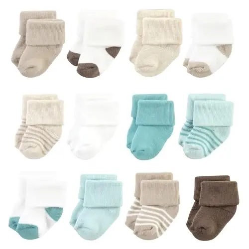Hudson Baby Baby Girls' Cotton Rich Newborn and Terry Socks - 1