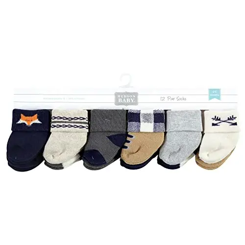 Hudson Baby Baby Girls' Cotton Rich Newborn and Terry Socks - 2