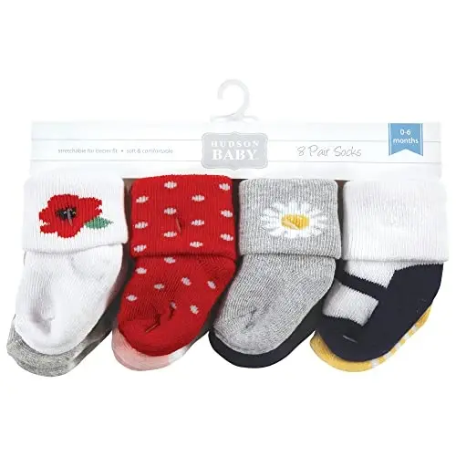 Hudson Baby Baby Girls' Cotton Rich Newborn and Terry Socks - 2