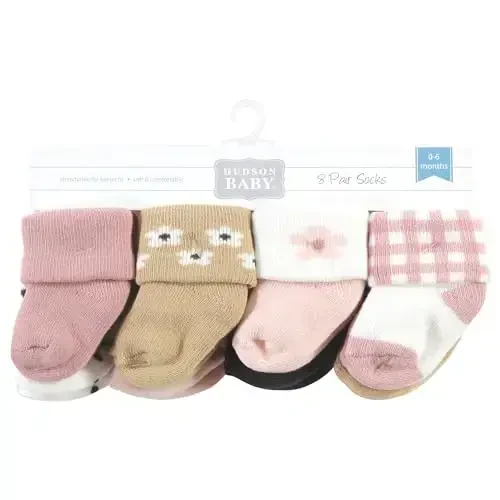 Hudson Baby Baby Girls' Cotton Rich Newborn and Terry Socks - 2