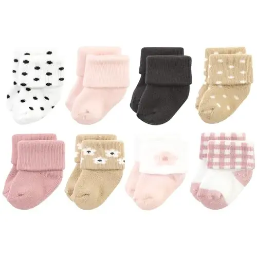 Hudson Baby Baby Girls' Cotton Rich Newborn and Terry Socks - 1