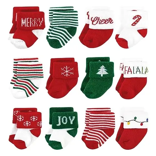 Hudson Baby Baby Girls' Cotton Rich Newborn and Terry Socks 