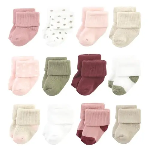 Hudson Baby Baby Girls' Cotton Rich Newborn and Terry Socks 