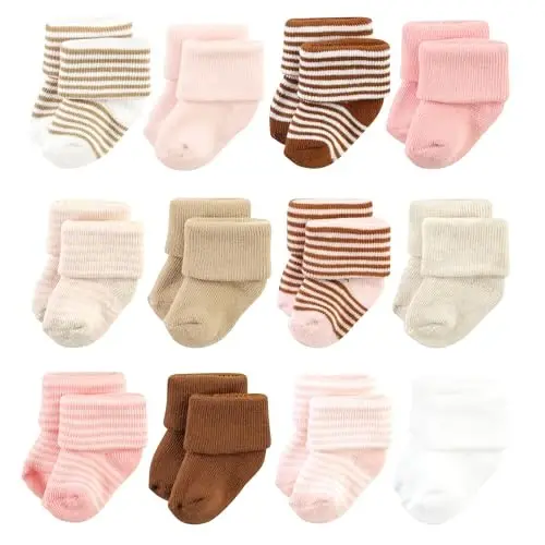Hudson Baby Baby Girls' Cotton Rich Newborn and Terry Socks 