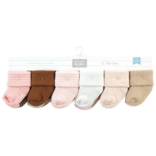Hudson Baby Baby Girls' Cotton Rich Newborn and Terry Socks - 2