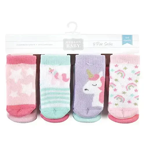 Hudson Baby Baby Girls' Cotton Rich Newborn and Terry Socks - 2