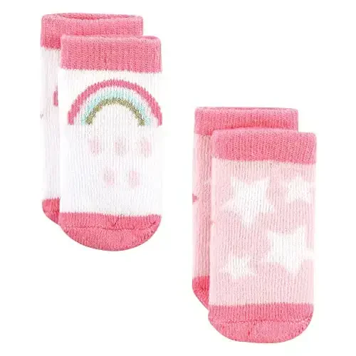Hudson Baby Baby Girls' Cotton Rich Newborn and Terry Socks - 4