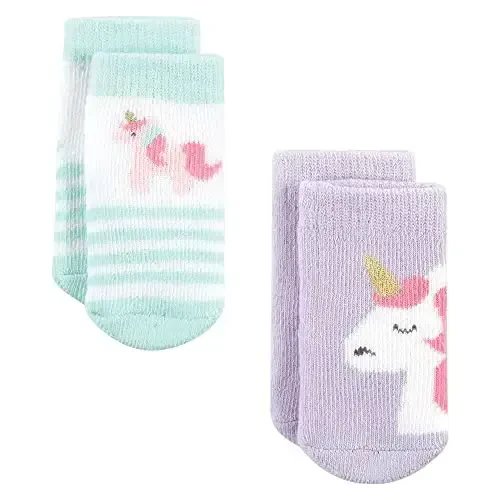 Hudson Baby Baby Girls' Cotton Rich Newborn and Terry Socks - 6