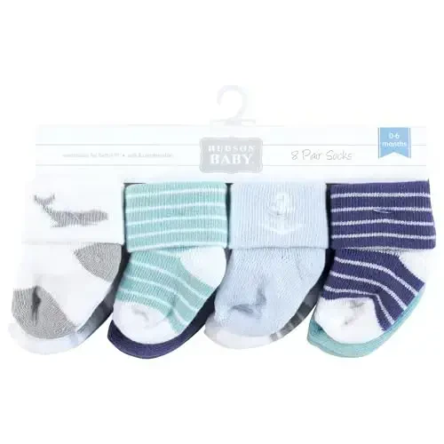 Hudson Baby Baby Girls' Cotton Rich Newborn and Terry Socks - 2