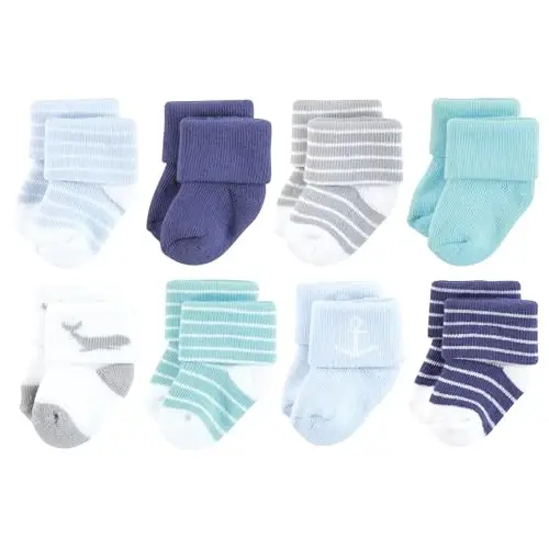 Hudson Baby Baby Girls' Cotton Rich Newborn and Terry Socks 