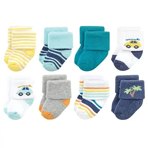 Hudson Baby Baby Girls' Cotton Rich Newborn and Terry Socks 