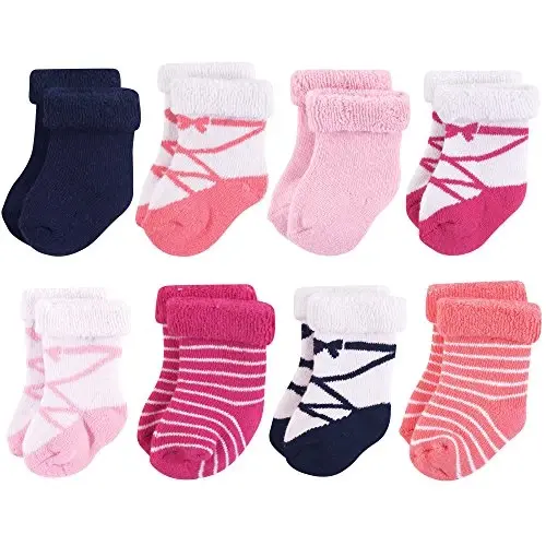 Hudson Baby Baby Girls' Cotton Rich Newborn and Terry Socks 