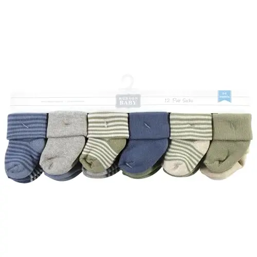 Hudson Baby Baby Girls' Cotton Rich Newborn and Terry Socks - 2