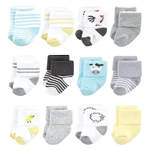 Hudson Baby Baby Girls' Cotton Rich Newborn and Terry Socks 