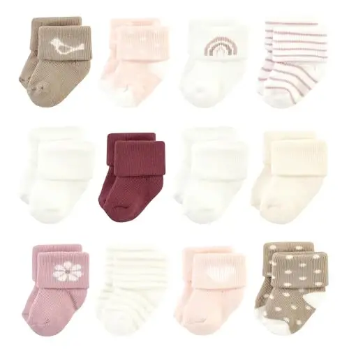 Hudson Baby Baby Girls' Cotton Rich Newborn and Terry Socks 