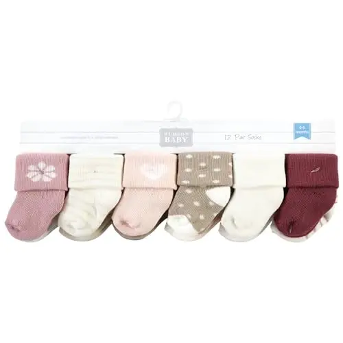 Hudson Baby Baby Girls' Cotton Rich Newborn and Terry Socks - 2