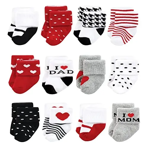 Hudson Baby Baby Girls' Cotton Rich Newborn and Terry Socks 