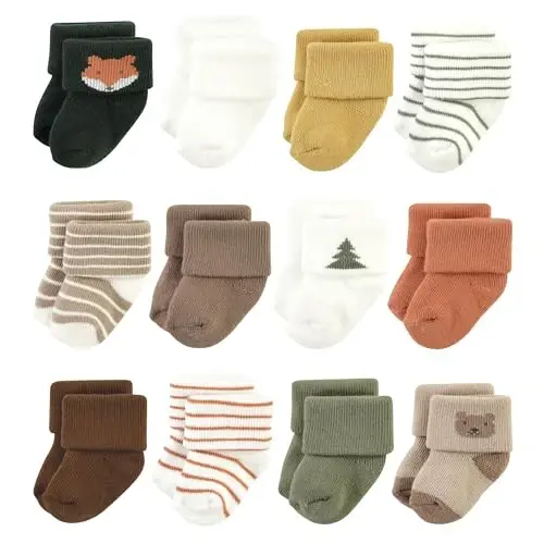 Hudson Baby Baby Girls' Cotton Rich Newborn and Terry Socks 