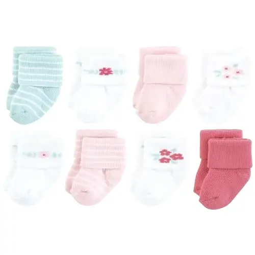 Hudson Baby Baby Girls' Cotton Rich Newborn and Terry Socks 
