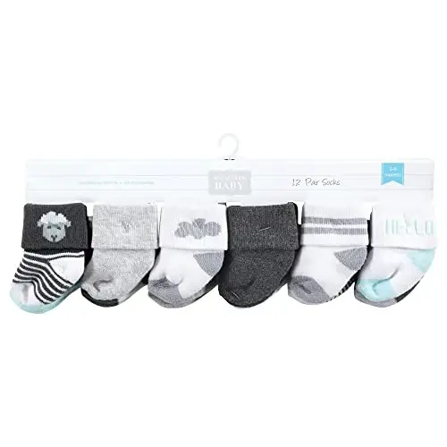 Hudson Baby Baby Girls' Cotton Rich Newborn and Terry Socks - 2