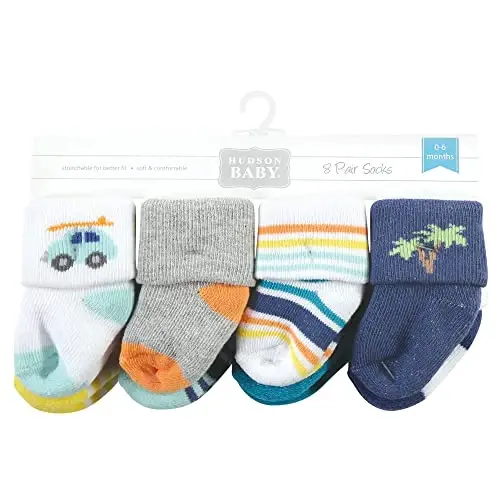 Hudson Baby Baby Girls' Cotton Rich Newborn and Terry Socks - 2