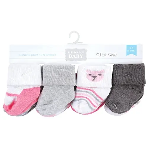 Hudson Baby Baby Girls' Cotton Rich Newborn and Terry Socks - 2