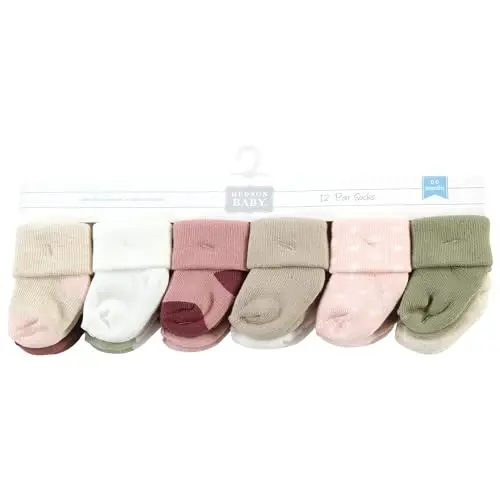 Hudson Baby Baby Girls' Cotton Rich Newborn and Terry Socks - 2