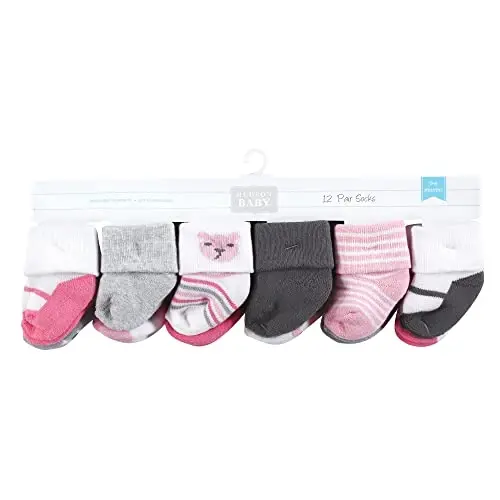 Hudson Baby Baby Girls' Cotton Rich Newborn and Terry Socks - 2