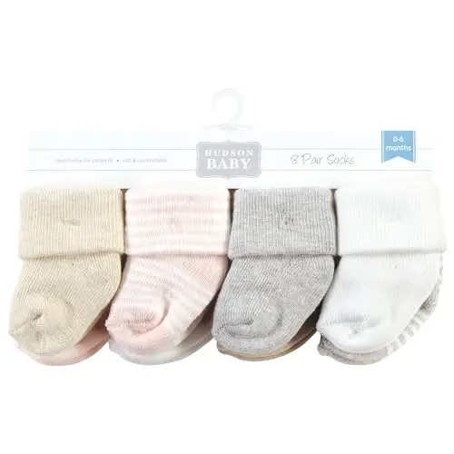 Hudson Baby Baby Girls' Cotton Rich Newborn and Terry Socks - 2