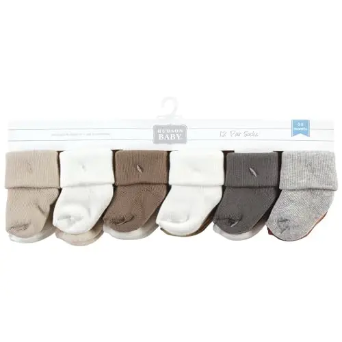 Hudson Baby Baby Girls' Cotton Rich Newborn and Terry Socks - 2