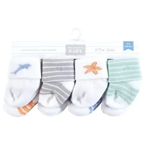 Hudson Baby baby-boys Cotton Rich Newborn and Terry Socks - 2