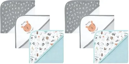 Hudson Baby Детские полотенца с капюшоном из хлопка, Алфавит, один размер (2 шт. в упаковке) - 5