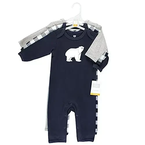 Hudson Baby baby boys Hudson Unisex Cotton Coveralls, Polar Bear Rompers, Polar Bear, 3-6 Months US - 2