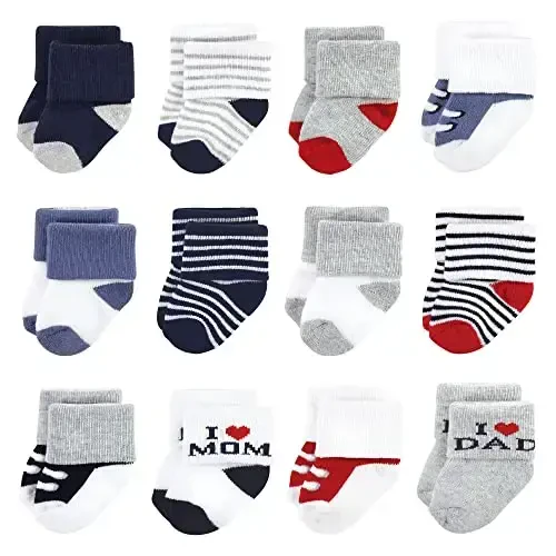 Hudson Baby baby-boys Cotton Rich Newborn and Terry Socks - 1