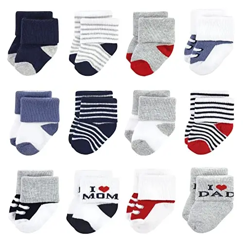 Hudson Baby baby-boys Cotton Rich Newborn and Terry Socks 