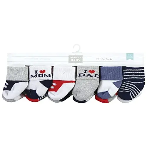 Hudson Baby baby-boys Cotton Rich Newborn and Terry Socks - 2
