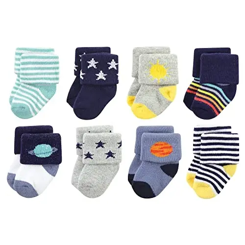 Hudson Baby baby-boys Cotton Rich Newborn and Terry Socks 