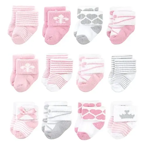 Hudson Baby baby-boys Cotton Rich Newborn and Terry Socks 