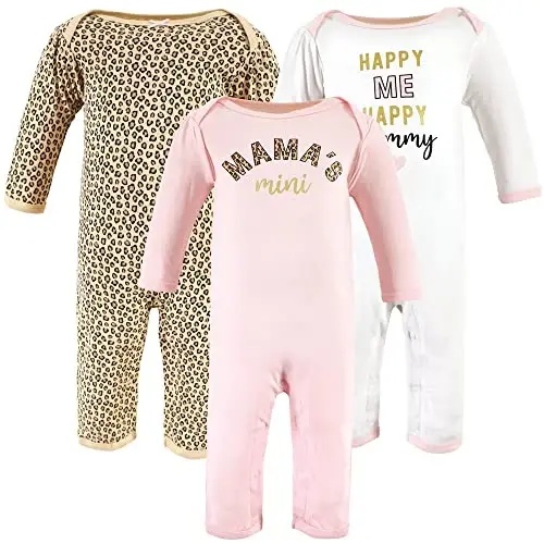 Hudson Baby Girls Unisex Paxta Kombinezonlar, Leopard Mamas Mini, 0-3 Oy, Leopard Mamas Mini, 0-3 Oy US - 1