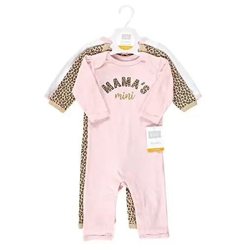 Hudson Baby Girls Unisex Paxta Kombinezonlar, Leopard Mamas Mini, 0-3 Oy, Leopard Mamas Mini, 0-3 Oy US - 2