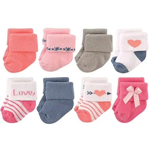 Hudson Baby Baby Girls' Cotton Rich Newborn and Terry Socks 