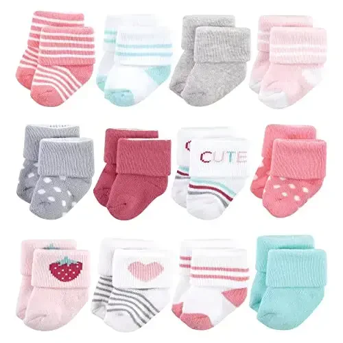 Hudson Baby Baby Girls' Cotton Rich Newborn and Terry Socks - BABYVISION INC.