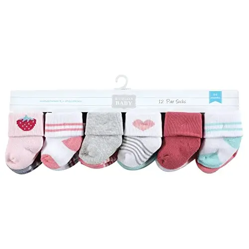 Hudson Baby Baby Girls' Cotton Rich Newborn and Terry Socks - 2