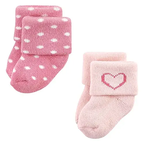 Hudson Baby Baby Girls' Cotton Rich Newborn and Terry Socks - 4